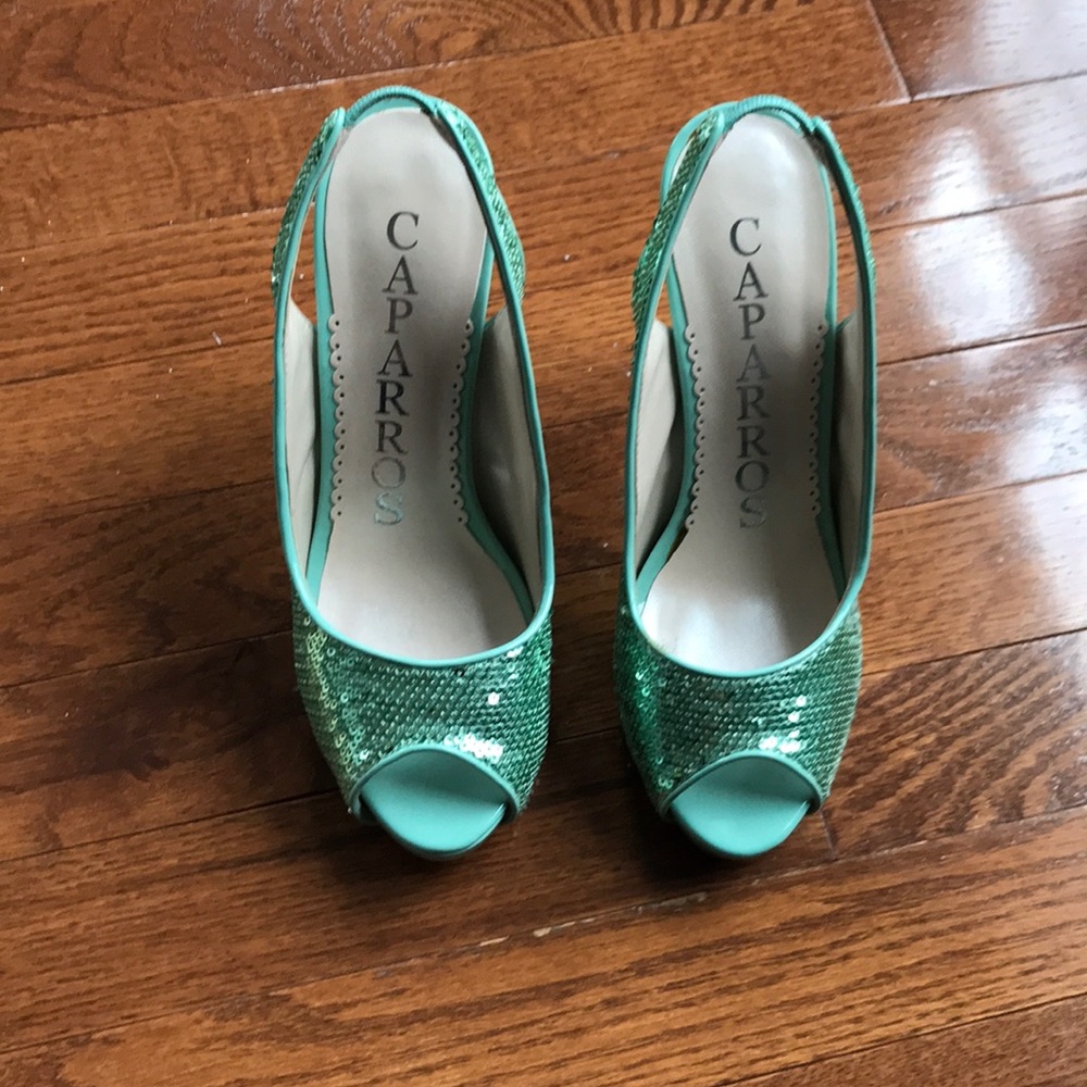 Caparros green sequined heel